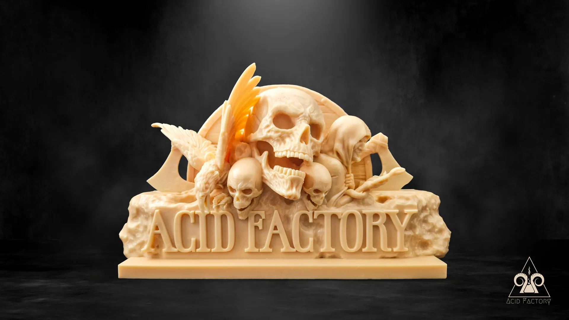Acid Factory - présentoir sculpté imprimé en 3D